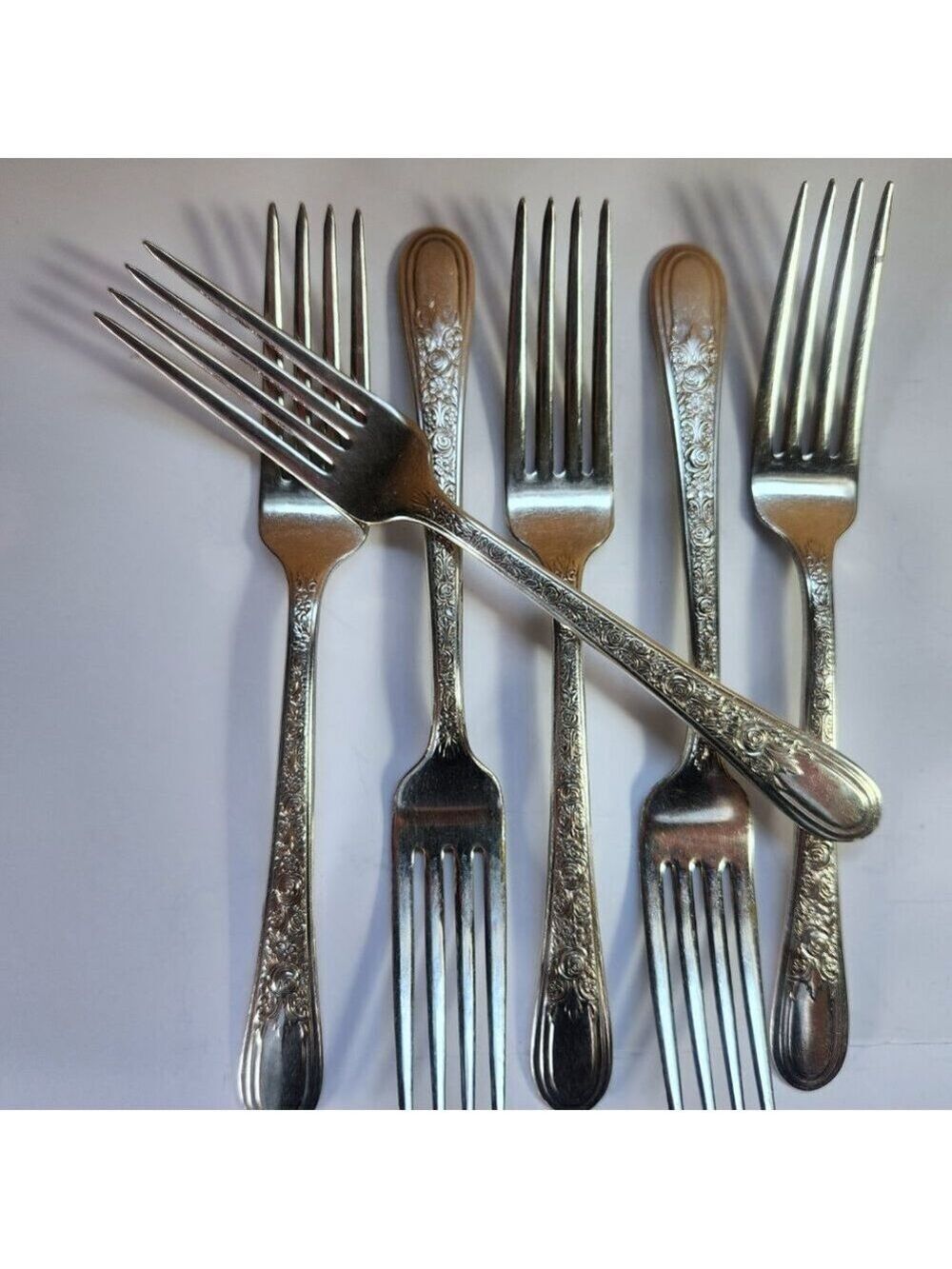 Wallace Brothers Forks Overlaid Pattern Silverplate Set of 6 Dinner Forks